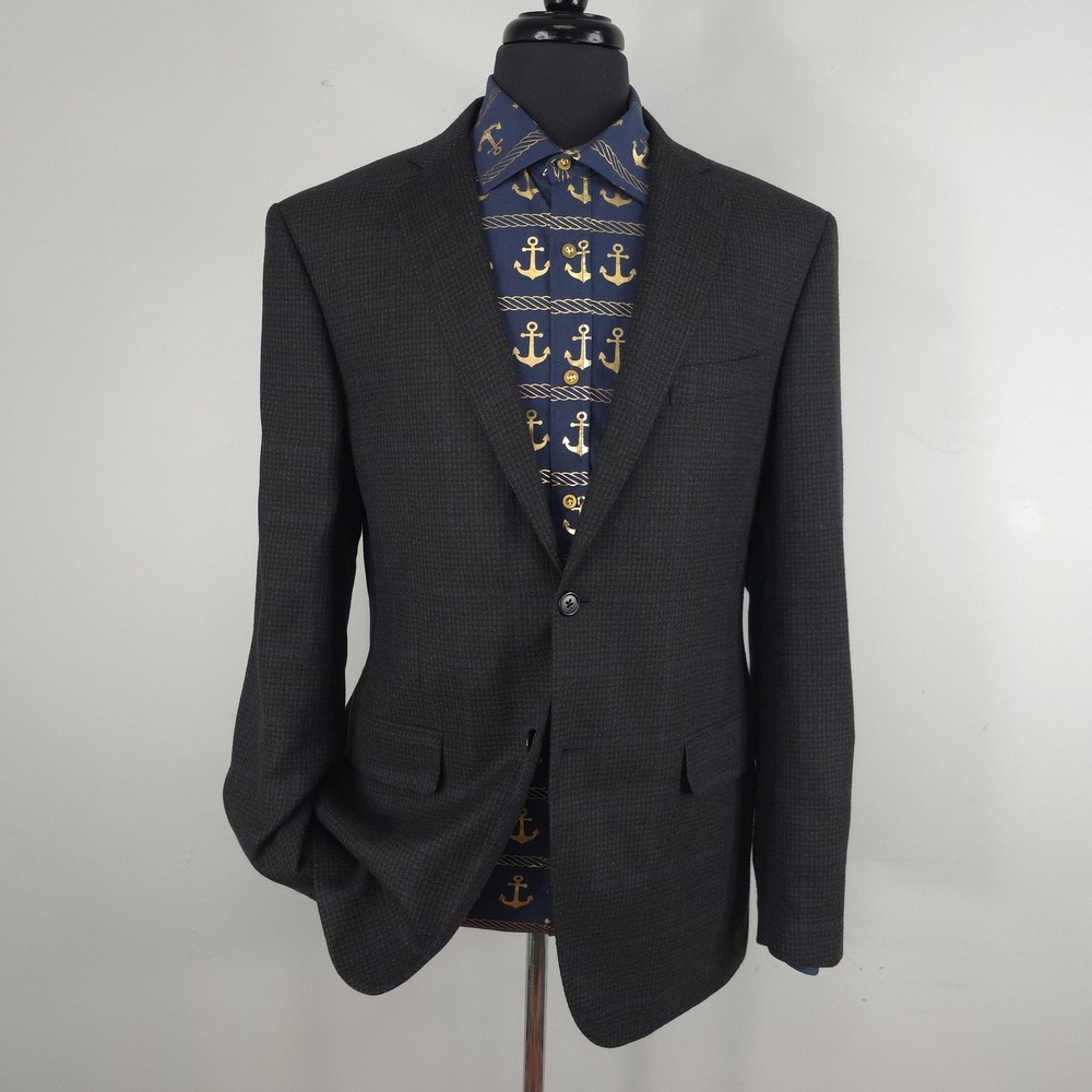 Piattelli Blazer Mens 42R Gray Check Wool Sport Coat Jacket Angelico Italy